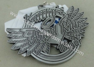 Soft Enamel Die Casting Medals For Running , Brass Awards Medal With Sublimation Ribbon