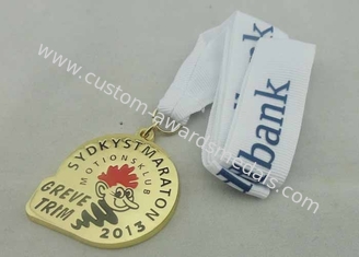 Maraton Sport Enamel Medal Zinc Alloy Ribbons , Customized
