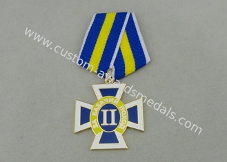 Gold Plating Custom Awards Medals Die Stamp , Ribbons Military Award Medal